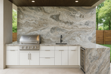 Quartzite Fantasy Moka Premium <br> Fini : Poli - Lot : 2981 <br> Epaisseur : 1.25'' <br> Dimensions : 118'' x 65'' <br> Indice de prix : $$$ <br>