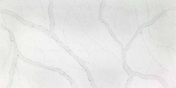 JUMBO Quantra - 9113 Calacatta Pietrasanta <br>Grade : 1ere Qualite <br>Fini : Poli <br>Epaisseur : 1.25''<br>Dimensions : 130'' x 65''<br>Indice de prix : $$$$ <br>