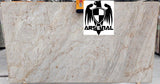 Quartzite Chateau Blanc<br>Fini : Poli -  Lot : 27047A <br>Epaisseur : 1.25''  <br>Dimensions : +,- 120'' x 65'' <br> Indice de prix : $ <br> ARRIVAGE OCTOBRE 2025