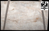 Quartzite Dolce Vita  <br>Fini : Poli -  Lot : 4121 <br>Epaisseur : 1.25''  <br>Dimensions : +,- 115'' x 73'' <br> Indice de prix : $$$$$ <br> ARRIVAGE JUILLET 2026