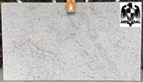 Granite Andromeda White <br>Fini : Poli -  Lot : 44024 <br>Epaisseur : 1.25''  <br> Dimensions : +,- 128'' x 72'' <br> Indice de prix : $$$ <br>